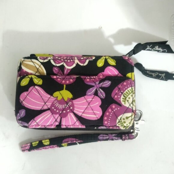 Vera Bradley Purple Floral Wristlet Wallet Classic Boho Print - Picture 1 of 7